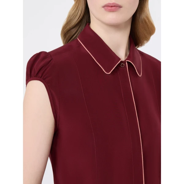 Max Mara Skipper Silk Crepe de Chine Shirt in Ruby | Shirts | Luxury Shoes 