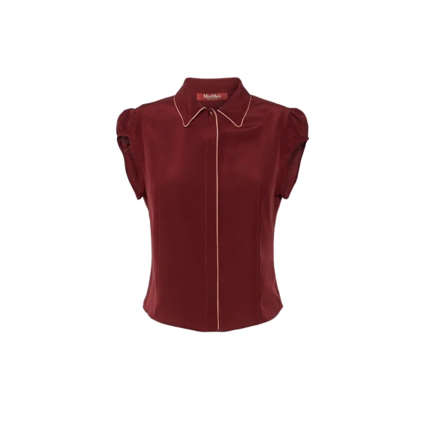 Max Mara Skipper Silk Crepe de Chine Shirt in Ruby | Shirts | Luxury Shoes 