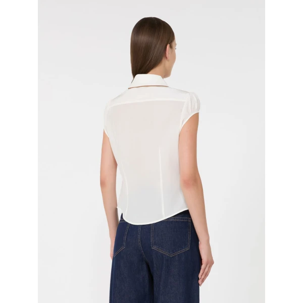 Max Mara Skipper Silk Crepe de Chine Shirt in Silk White | Shirts | Luxury Shoes 