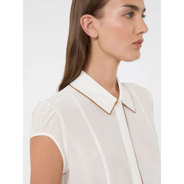 Max Mara Skipper Silk Crepe de Chine Shirt in Silk White | Shirts | Luxury Shoes 