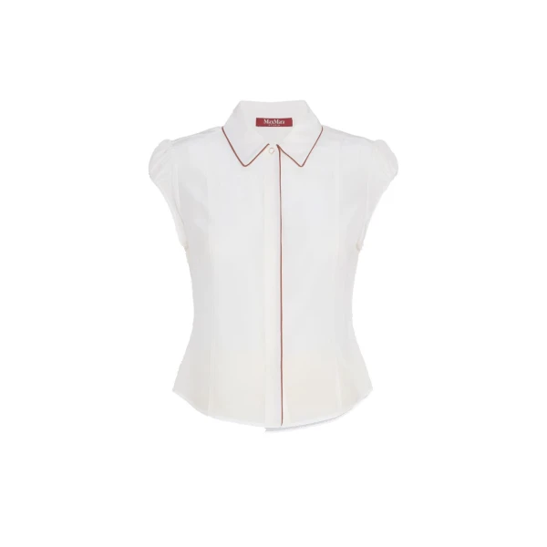 Max Mara Skipper Silk Crepe de Chine Shirt in Silk White | Shirts | Luxury Shoes 