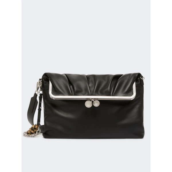 Max Mara Slalom Clutch Style Sheepskin Pasticcino Bag in Black | Clutch Bags | Luxury Shoes 