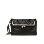 Max Mara Slalom Clutch Style Sheepskin Pasticcino Bag in Black | Clutch Bags | Luxury Shoes 