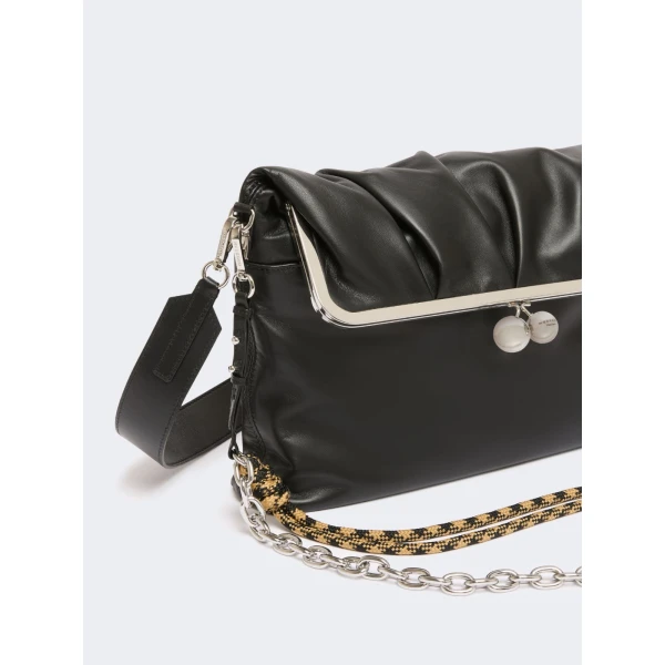 Max Mara Slalom Clutch Style Sheepskin Pasticcino Bag in Black | Clutch Bags | Luxury Shoes 