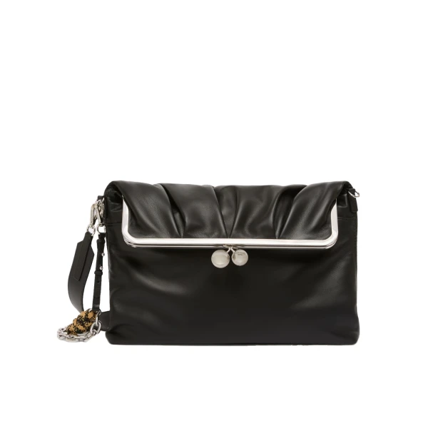 Max Mara Slalom Clutch Style Sheepskin Pasticcino Bag in Black | Clutch Bags | Luxury Shoes 