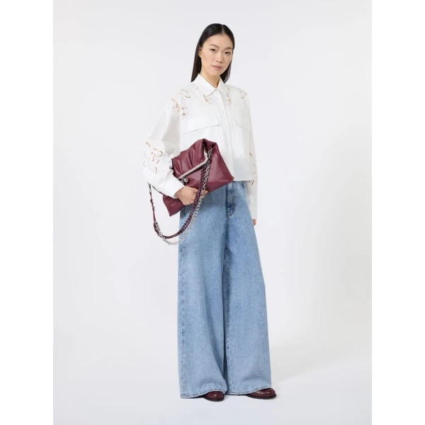 Max Mara Slalom Clutch Style Sheepskin Pasticcino Bag in Ruby | Clutch Bags | Luxury Shoes 