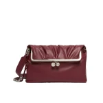 Max Mara Slalom Clutch Style Sheepskin Pasticcino Bag in Ruby | Clutch Bags | Luxury Shoes 