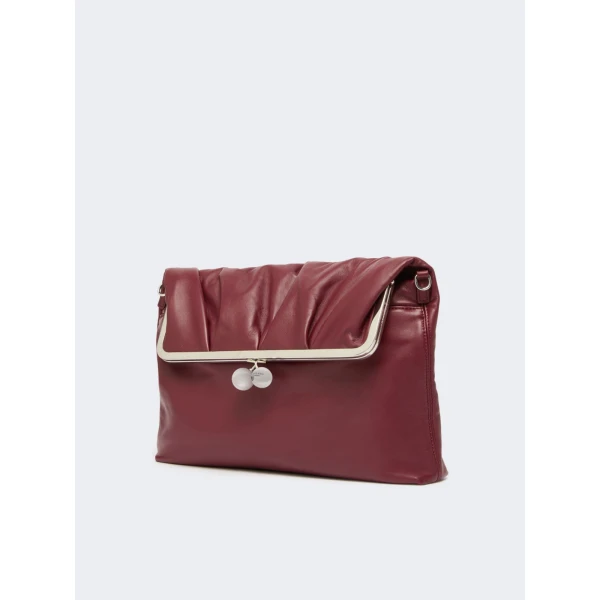 Max Mara Slalom Clutch Style Sheepskin Pasticcino Bag in Ruby | Clutch Bags | Luxury Shoes 