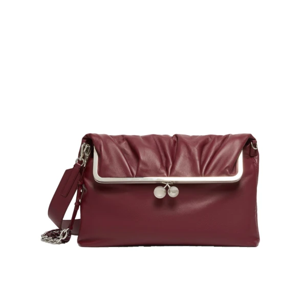 Max Mara Slalom Clutch Style Sheepskin Pasticcino Bag in Ruby | Clutch Bags | Luxury Shoes 