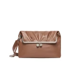 Max Mara Slalom Clutch Style Sheepskin Pasticcino Bag in Tobacco | Clutch Bags | Luxury Shoes 