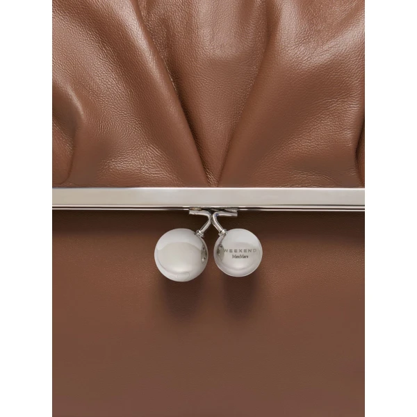 Max Mara Slalom Clutch Style Sheepskin Pasticcino Bag in Tobacco | Clutch Bags | Luxury Shoes 