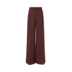 Max Mara Slalom Denim-Effect Wool Wide-Leg Trousers in Rust | Denim | Luxury Shoes 