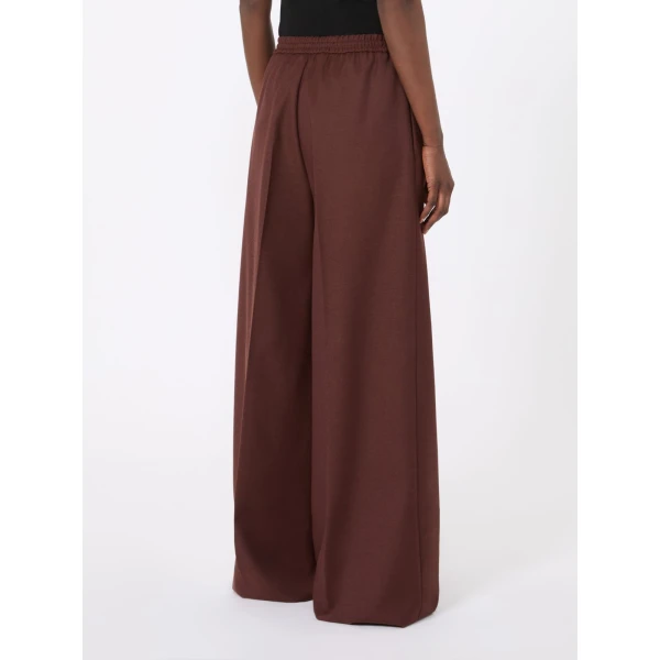 Max Mara Slalom Denim-Effect Wool Wide-Leg Trousers in Rust | Denim | Luxury Shoes 