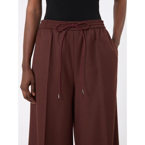 Max Mara Slalom Denim-Effect Wool Wide-Leg Trousers in Rust | Denim | Luxury Shoes 