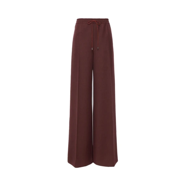Slalom Denim-Effect Wool Wide-Leg Trousers in Rust