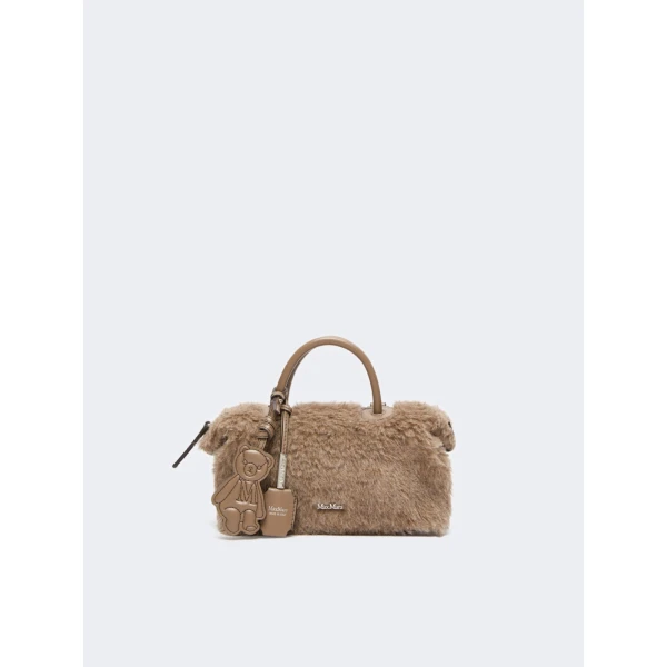 Max Mara Small Alpaca and Cashmere Teddy Boston Bag in Beige Golden | Totes & Top-Handle Bags | Luxury Shoes 