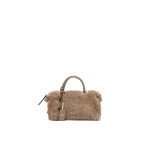 Max Mara Small Alpaca and Cashmere Teddy Boston Bag in Beige Golden | Totes & Top-Handle Bags | Luxury Shoes 