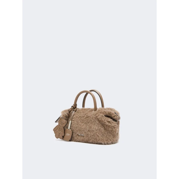 Max Mara Small Alpaca and Cashmere Teddy Boston Bag in Beige Golden | Totes & Top-Handle Bags | Luxury Shoes 