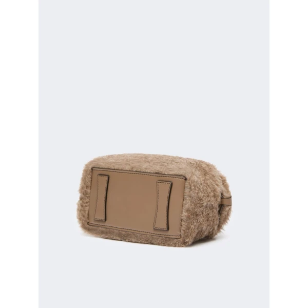 Max Mara Small Alpaca and Cashmere Teddy Boston Bag in Beige Golden | Totes & Top-Handle Bags | Luxury Shoes 
