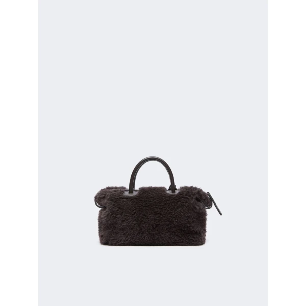 Max Mara Small Alpaca and Wool Teddy Boston Bag in Brown | Totes & Top-Handle Bags | Luxury Shoes 
