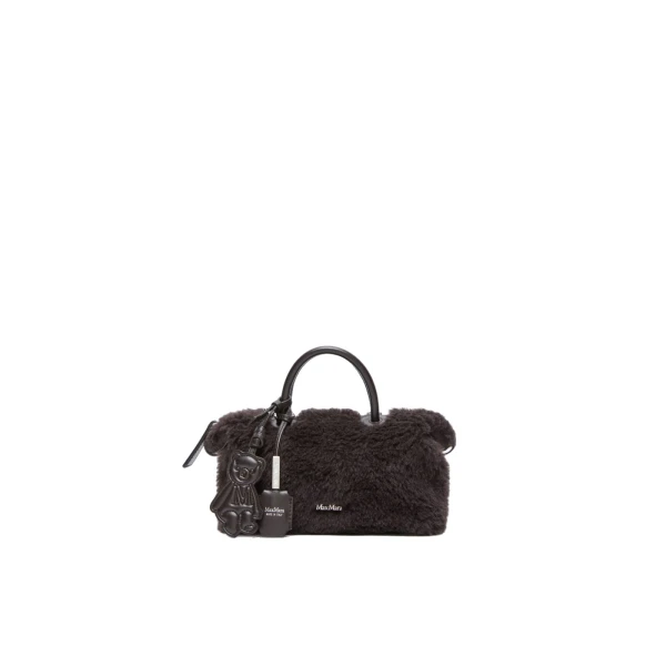 Max Mara Small Alpaca and Wool Teddy Boston Bag in Brown | Totes & Top-Handle Bags | Luxury Shoes 