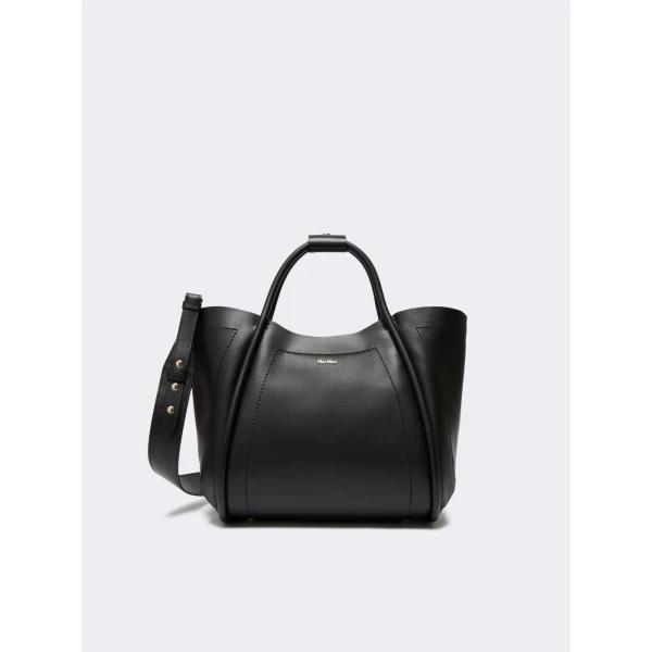 Max Mara Small Leather Marine Bag in Black | Totes & Top-Handle Bags | Luxury Shoes 
