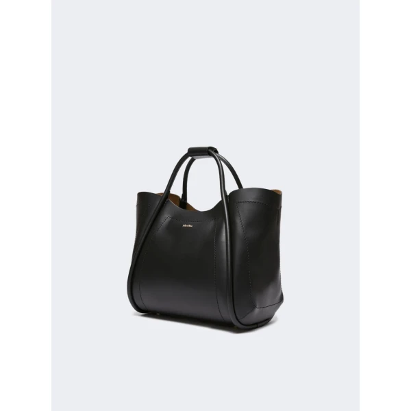 Max Mara Small Leather Marine Bag in Black | Totes & Top-Handle Bags | Luxury Shoes 