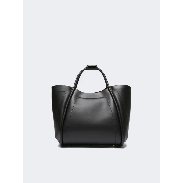 Max Mara Small Leather Marine Bag in Black | Totes & Top-Handle Bags | Luxury Shoes 