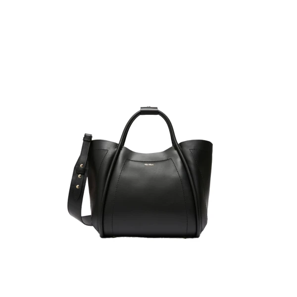 Max Mara Small Leather Marine Bag in Black | Women | Luxury Shoes 