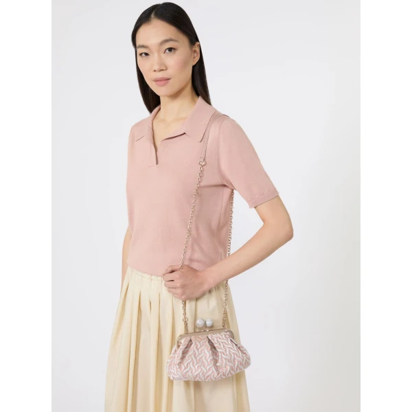 Max Mara Small Pasticcino Bag in Jacquard, Pink | Clutch Bags | Luxury Shoes 