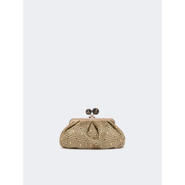 Max Mara Small Pasticcino Bag in Jacquard, Yellow | Clutch Bags | Luxury Shoes 