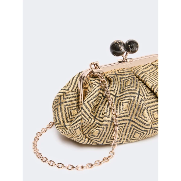 Max Mara Small Pasticcino Bag in Jacquard, Yellow | Clutch Bags | Luxury Shoes 