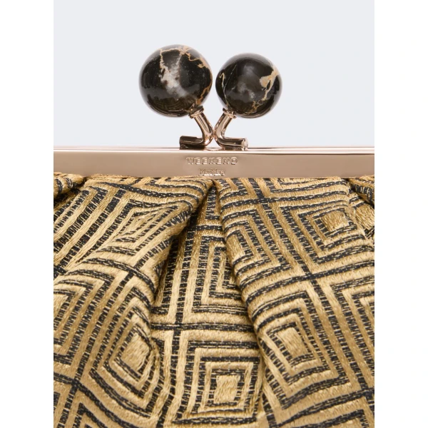 Max Mara Small Pasticcino Bag in Jacquard, Yellow | Clutch Bags | Luxury Shoes 