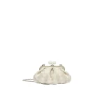 Max Mara Small Pasticcino Bag in Linen Silk and Cotton Jacquard, White | Clutch Bags | Luxury Shoes 