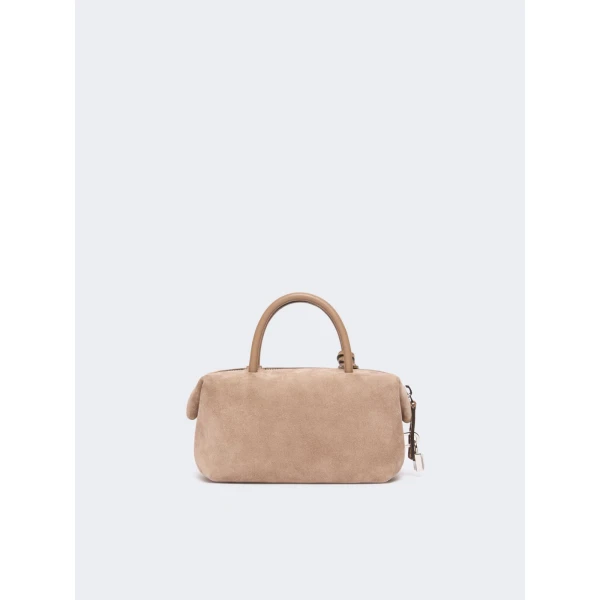 Max Mara Small Split Leather Boston Bag in Mud | Totes & Top-Handle Bags | Luxury Shoes 