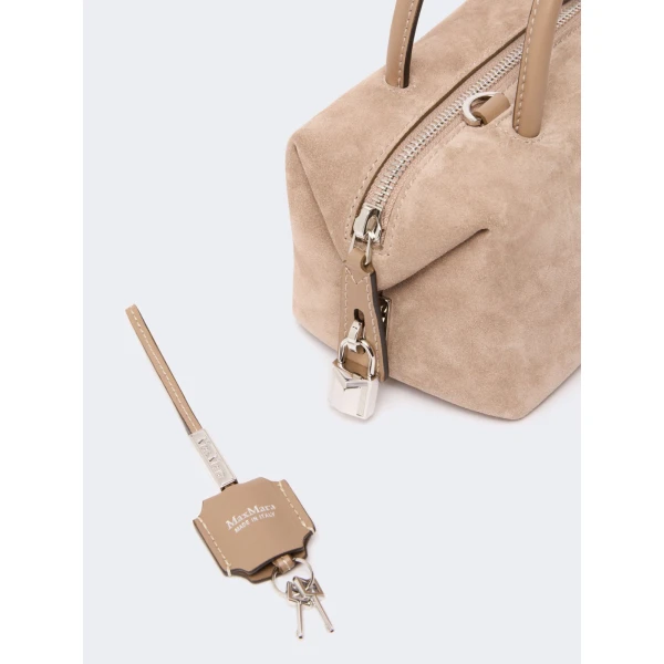 Max Mara Small Split Leather Boston Bag in Mud | Totes & Top-Handle Bags | Luxury Shoes 