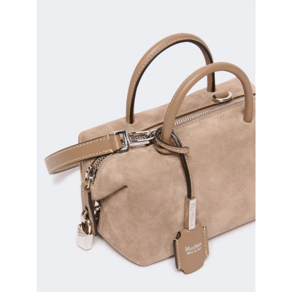 Max Mara Small Split Leather Boston Bag in Mud | Totes & Top-Handle Bags | Luxury Shoes 