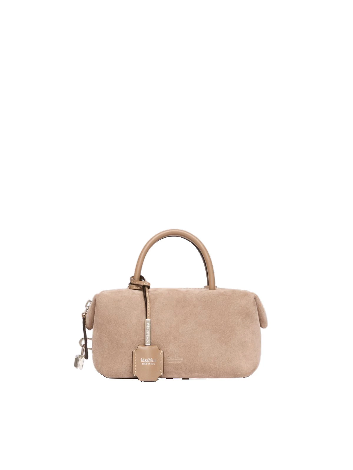 Max Mara Small Split Leather Boston Bag in Mud Max Mara Small Split Leather Boston Bag in Mud | Totes & Top-Handle Bags | Luxury Shoes