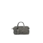 Max Mara Small Wool and Alpaca Teddy Boston Bag in Medium Grey | Totes & Top-Handle Bags | Luxury Shoes 