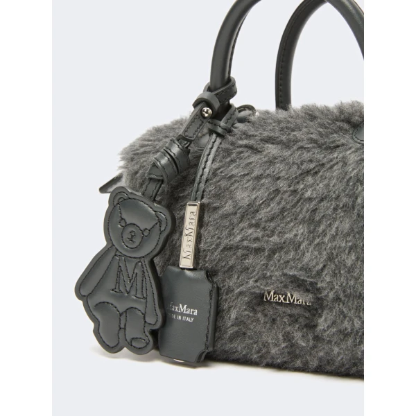 Max Mara Small Wool and Alpaca Teddy Boston Bag in Medium Grey | Totes & Top-Handle Bags | Luxury Shoes 