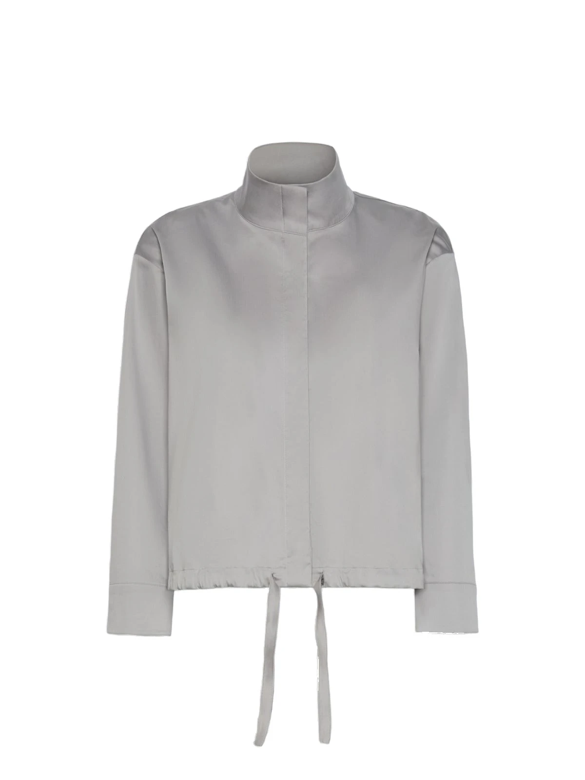 Max Mara Smeralda Cotton Satin Drawstring Blouse in Light Grey Max Mara Smeralda Cotton Satin Drawstring Blouse in Light Grey | Blouse | Luxury Shoes