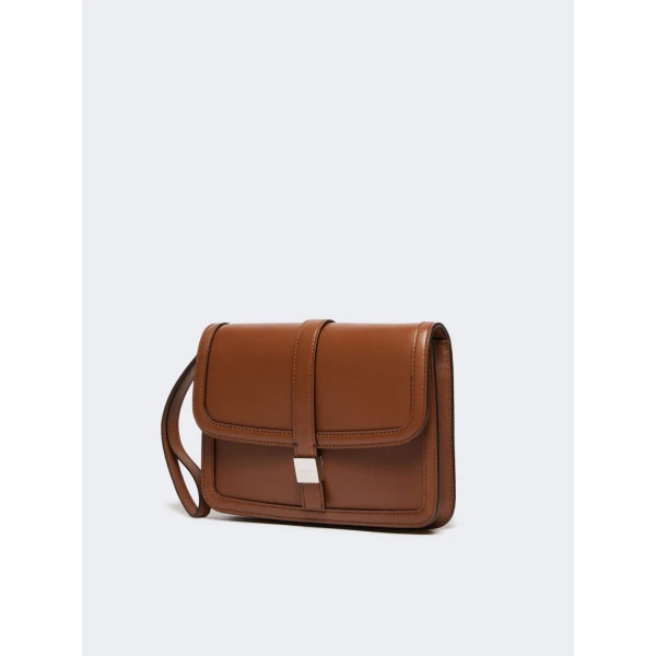 Max Mara Smooth Leather Clutch in Tobacco | Clutch Bags | Luxury Shoes 
