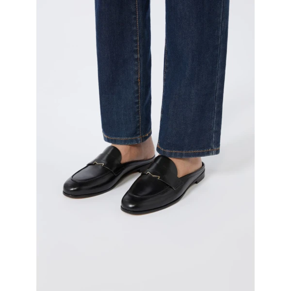 Max Mara Smooth Leather Mule Loafers in Black | Loafers | Luxury Shoes 