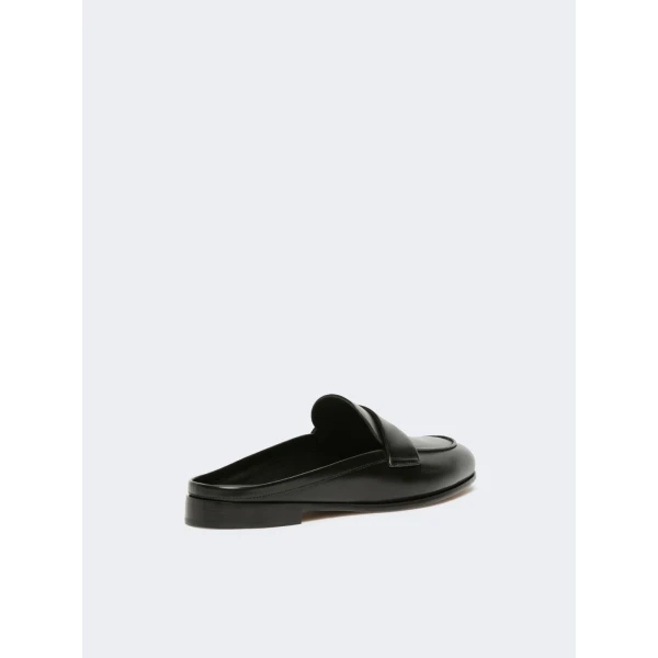 Max Mara Smooth Leather Mule Loafers in Black | Loafers | Luxury Shoes 