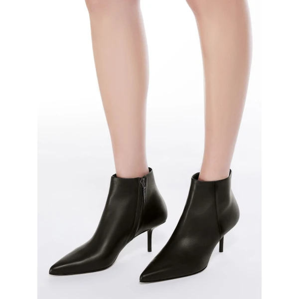 Max Mara Smooth Leather Stiletto Ankle Boots in Black | Boots | Luxury Shoes 