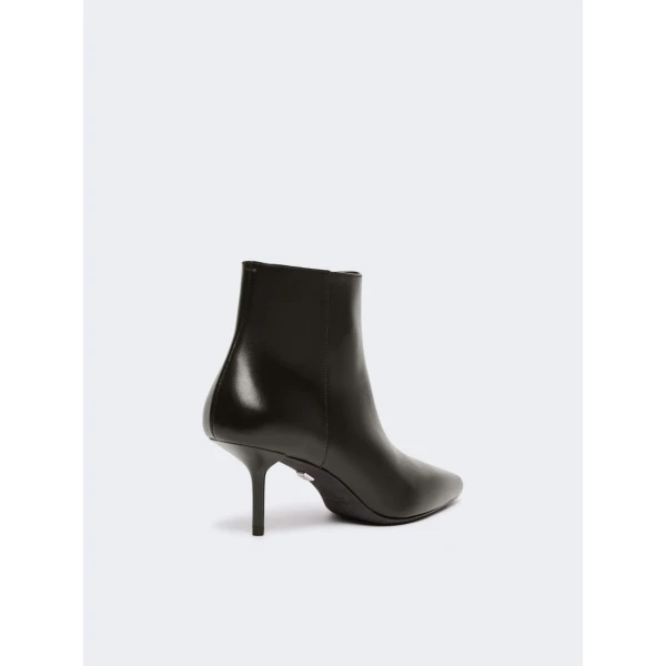 Max Mara Smooth Leather Stiletto Ankle Boots in Black | Boots | Luxury Shoes 