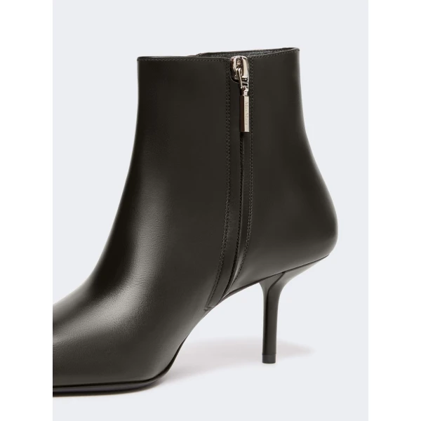 Max Mara Smooth Leather Stiletto Ankle Boots in Black | Boots | Luxury Shoes 