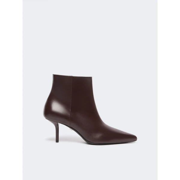 Max Mara Smooth Leather Stiletto Ankle Boots in Bordeaux | Boots | Luxury Shoes 