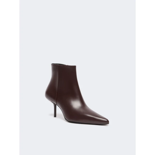 Max Mara Smooth Leather Stiletto Ankle Boots in Bordeaux | Boots | Luxury Shoes 
