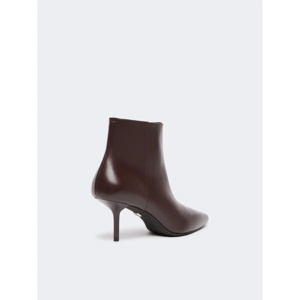 Max Mara Smooth Leather Stiletto Ankle Boots in Bordeaux | Boots | Luxury Shoes 